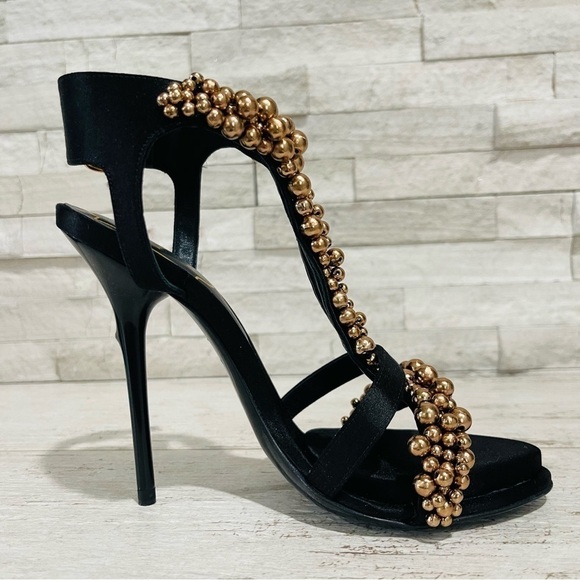 Roger Vivier Bronze Caviar Embellished Stiletto Heels Size 36.5 NWB $1795 Black - Picture 8 of 15